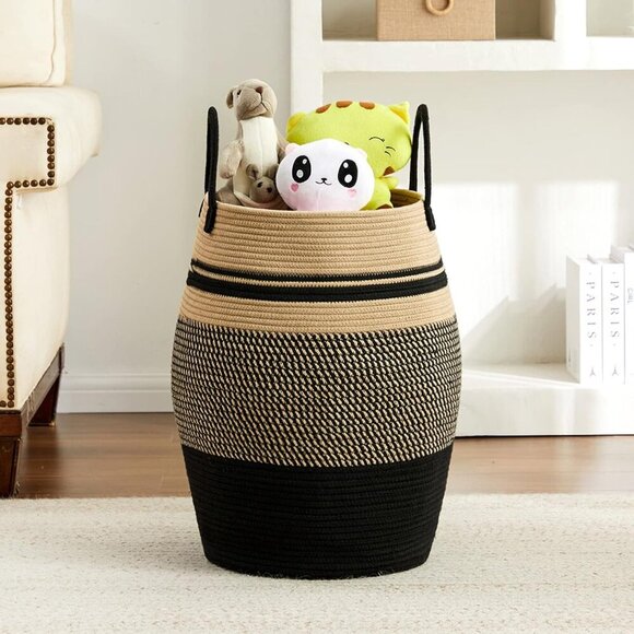 105L Extra Large Laundry Hamper Basket, Woven Tall Clothes Hamper for Storage Bl - Picture 8 of 8